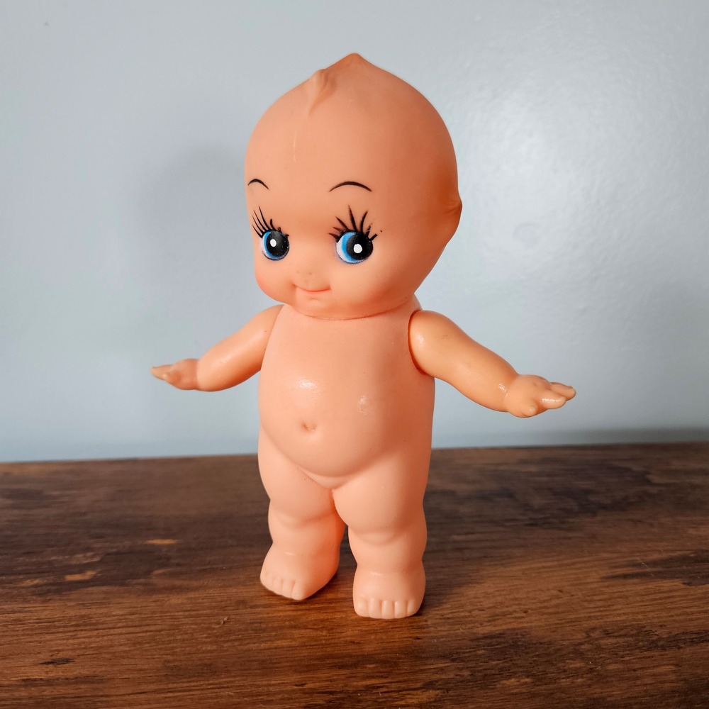 Vintage Kewpie Soft Vinyl Baby Doll Blue Eyes Jointed Arms Taiwan 6 Inch
